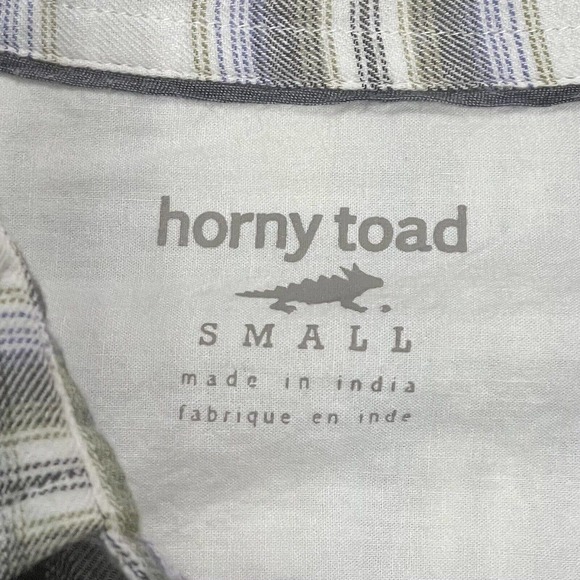 Horny Toad Tan Gray White Plaid Gathered Back Flannel Shirt Size S - Picture 2 of 9